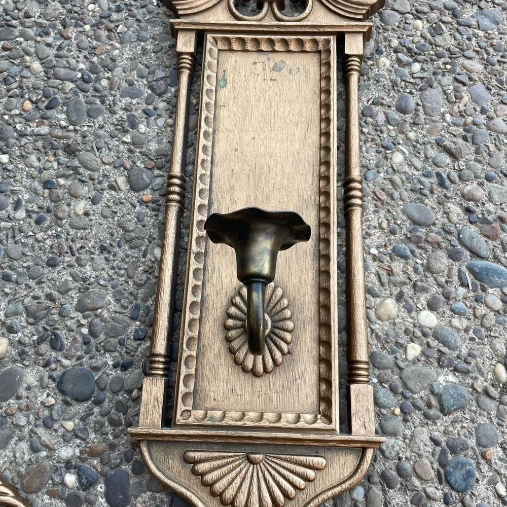 Vintage MCM 1972 Brown Burwood 350 Sconce Excellent Brass Candleholder 18”